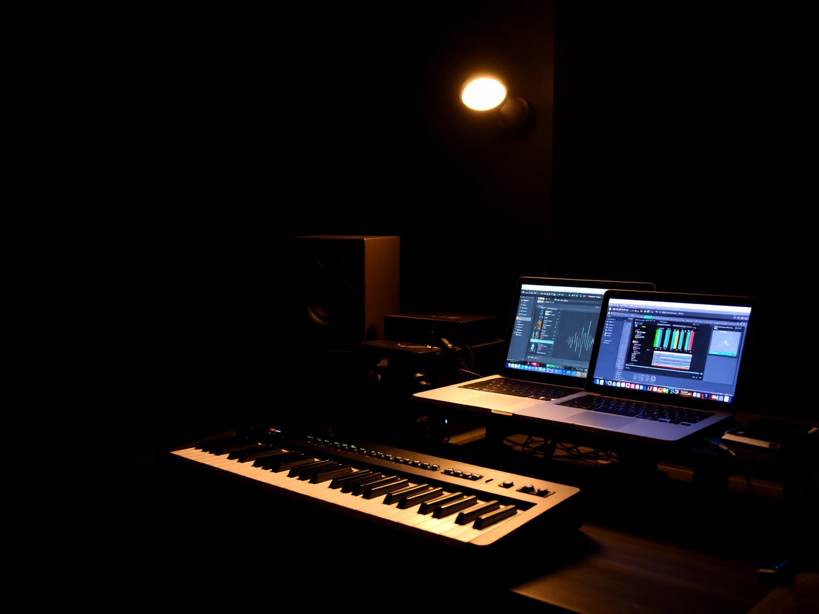 Production workstation in the studio