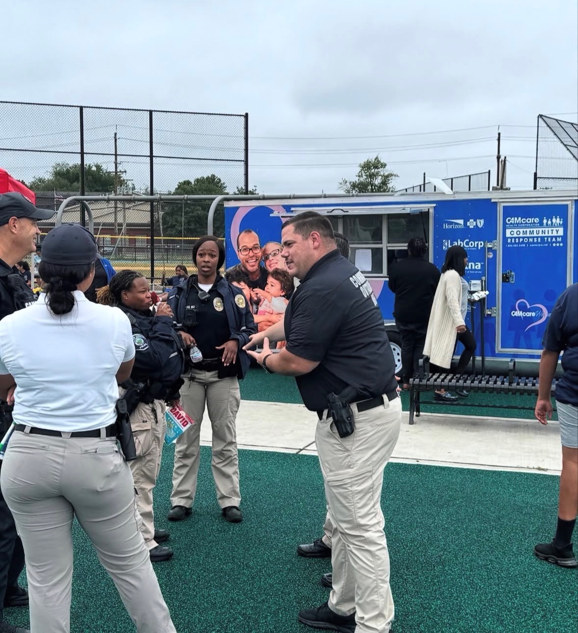 Community response team and partners gathered at the event site